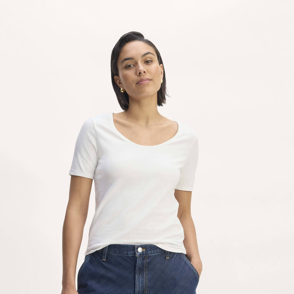 Everlane Women's Form Scoop-Neck T-Shirt in White, Size Small